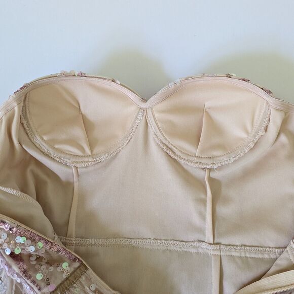 Bella Barnett Lalia Small Pink Sequin Feathers Mini Prom Party Dress Valentine's - Picture 7 of 16